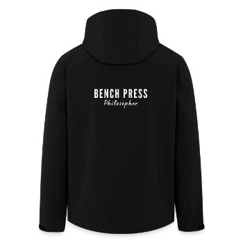 Bench Press Philosopher Gym Fitness Humor - Men’s Recycled Softshell Jacket by Stanley/Stella - black - Back - AI Model Male 185 light (185cm)