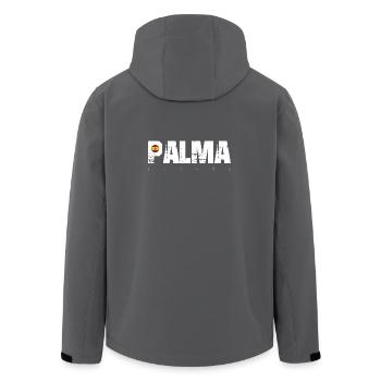 Palma Distressed Text mit Spanien-Flagge - Recycelte Männer Softshell-Jacke von Stanley/Stella - Anthrazit - Hinten - AI Model Male 185 light (185cm)
