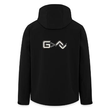 God Is Greater Symbol | Minimal Faith - Men’s Recycled Softshell Jacket by Stanley/Stella - black - Back - AI Model Male 185 light (185cm)