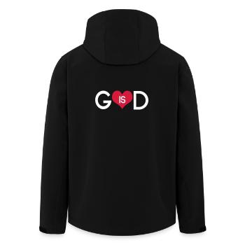God Is Love Heart - Minimalist Christian Spirit - Men’s Recycled Softshell Jacket by Stanley/Stella - black - Back - AI Model Male 185 light (185cm)