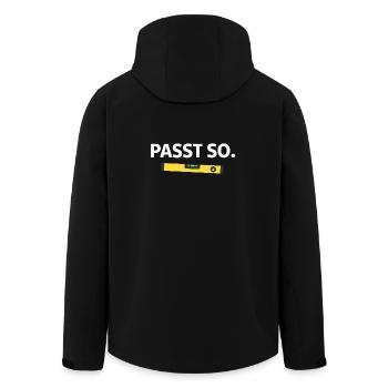 Passt so. – Lustiges Handwerker Shirt - Recycelte Männer Softshell-Jacke von Stanley/Stella - Schwarz - Hinten - AI Model Male 185 light (185cm)