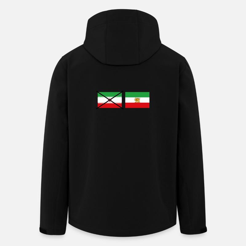 Design graphique du drapeau iranien traversé - Veste softshell homme en polyester recyclé Stanley/Stella - noir