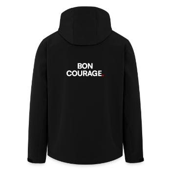 BON COURAGE | Expression humour minimaliste - Veste softshell homme en polyester recyclé Stanley/Stella - noir - Dos - AI Model Male 185 light (185cm)