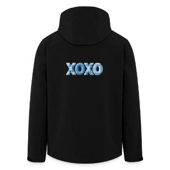 XOXO Patchwork Look with Fabric Look - Men’s Recycled Softshell Jacket by Stanley/Stella - black - Back - AI Model Male 185 light (185cm)