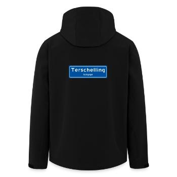 Terschelling place name sign - Men’s Recycled Softshell Jacket by Stanley/Stella - black - Back - AI Model Male 185 light (185cm)