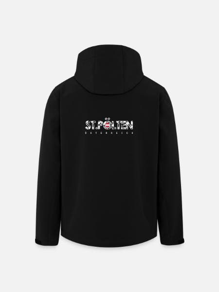 Distressed Text with Flag Orb - Men’s Recycled Softshell Jacket by Stanley/Stella - black