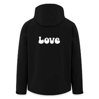 LOVE Groovy Hippie Girly Simple Word Style T Shirt - Men’s Recycled Softshell Jacket by Stanley/Stella - black - Back - AI Model Male 185 light (185cm)