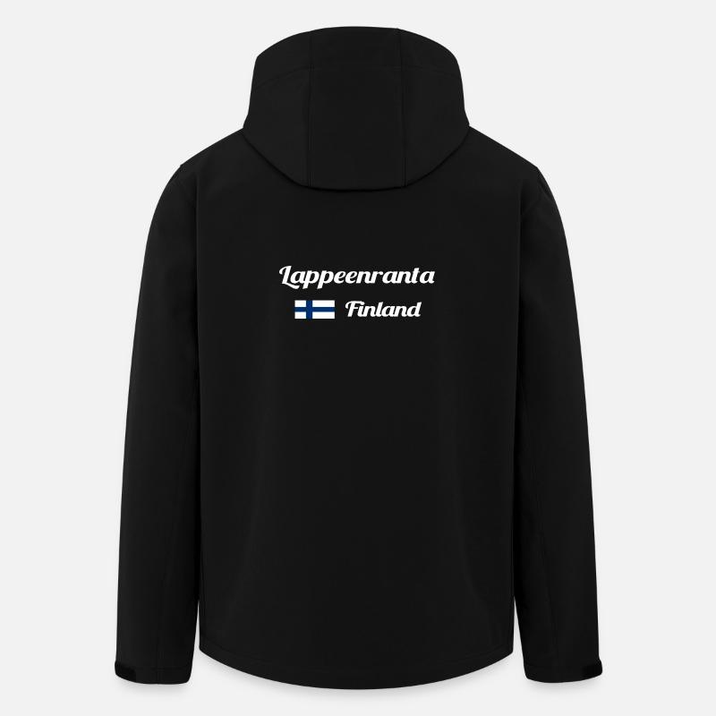 Lappeenranta, Finlande- Imprimés élégants - Veste softshell homme en polyester recyclé Stanley/Stella - noir