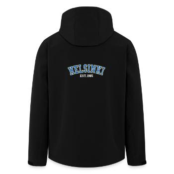 Helsinki Est.1965 - Men’s Recycled Softshell Jacket by Stanley/Stella - black - Back - AI Model Male 185 light (185cm)