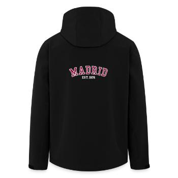 Madrid Fondée en 1976 - Veste softshell homme en polyester recyclé Stanley/Stella - noir - Dos - AI Model Male 185 light (185cm)