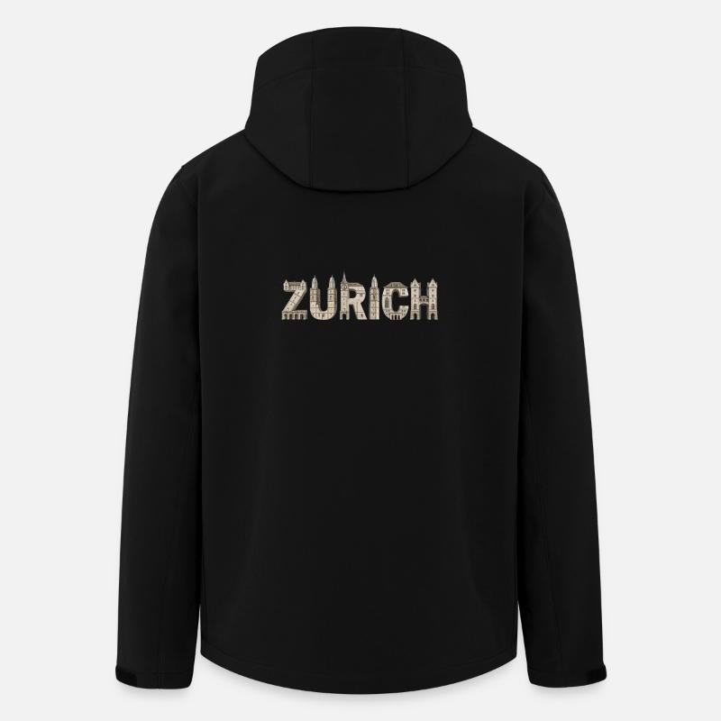 Zurich Architecture Typography - Men’s Recycled Softshell Jacket by Stanley/Stella - black