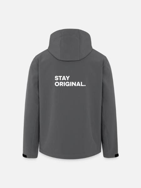 Stay Original – Minimal Statement Design - Recycelte Männer Softshell-Jacke von Stanley/Stella - Schwarz