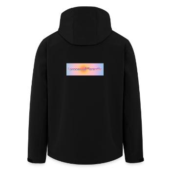 I process differently - Men’s Recycled Softshell Jacket by Stanley/Stella - black - Back - AI Model Male 185 light (185cm)