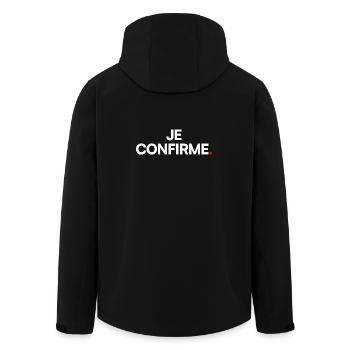 JE CONFIRME | Expression humour minimaliste - Veste softshell homme en polyester recyclé Stanley/Stella - noir - Dos - AI Model Male 185 light (185cm)