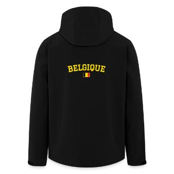 Drapeau belge design jaune - Veste softshell homme en polyester recyclé Stanley/Stella - noir - Dos - AI Model Male 185 light (185cm)