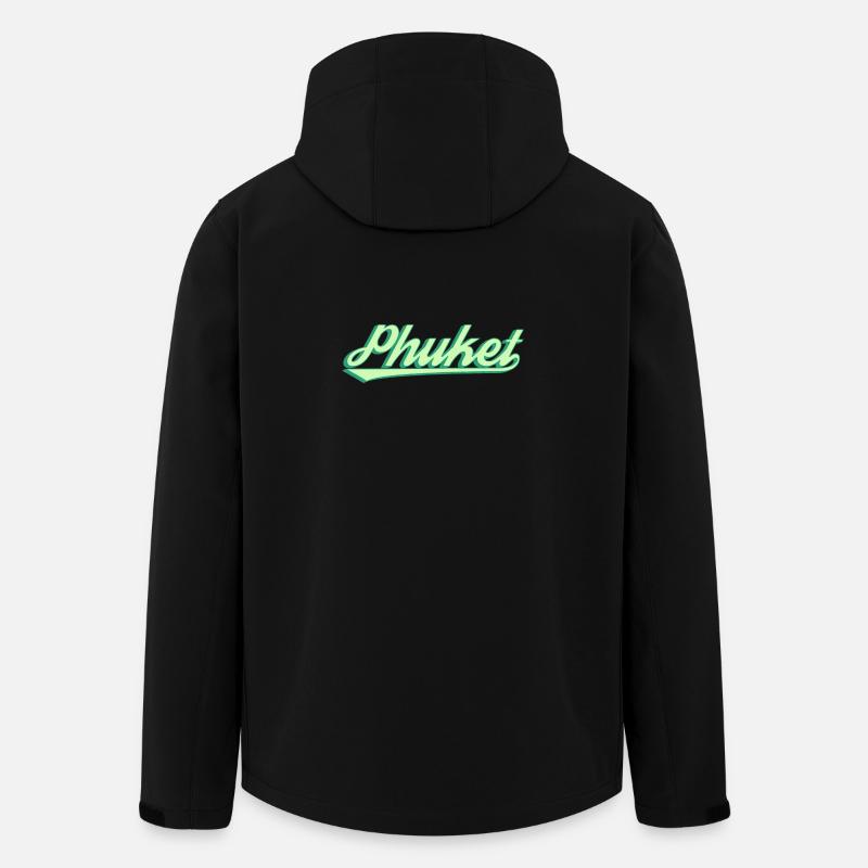 Écriture côtière rétro de Phuket - Veste softshell homme en polyester recyclé Stanley/Stella - noir