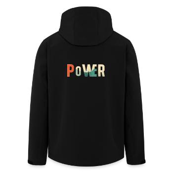 Art motivant Lettrage puissant - Veste softshell homme en polyester recyclé Stanley/Stella - noir - Dos - AI Model Male 185 light (185cm)
