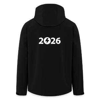High Voltage 2026, Electrician 2026 - Men’s Recycled Softshell Jacket by Stanley/Stella - black - Back - AI Model Male 185 light (185cm)