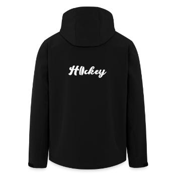 Hockey Script Flow – Elegant Logo Look - Men’s Recycled Softshell Jacket by Stanley/Stella - black - Back - AI Model Male 185 light (185cm)