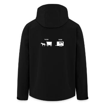 Lustiges Pferd Kutsche Parodie Historisches Design - Recycelte Männer Softshell-Jacke von Stanley/Stella - Schwarz - Hinten - AI Model Male 185 light (185cm)