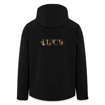 LUCY Namenskunst mit Blumen bestickt - Recycelte Männer Softshell-Jacke von Stanley/Stella - Schwarz - Hinten - AI Model Male 185 light (185cm)