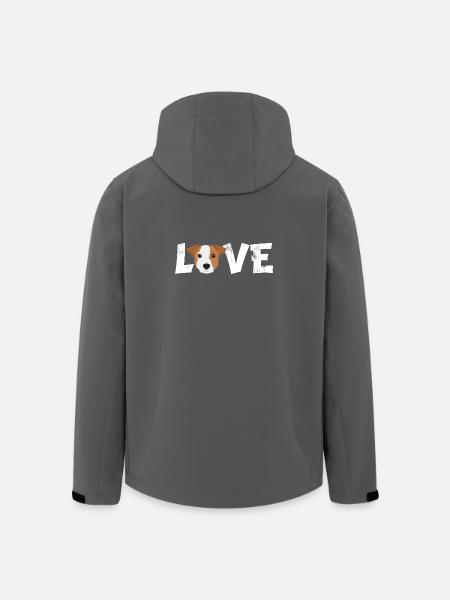 Jack Russell Love Dog Maman Papa Propriétaire Cadeau mignon - Veste softshell homme en polyester recyclé Stanley/Stella - noir