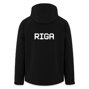 RIGA, Lettonie, Lettonie - Veste softshell homme en polyester recyclé Stanley/Stella - noir - Dos - AI Model Male 185 light (185cm)