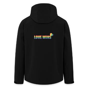 Colorful rainbow heart with love message - Men’s Recycled Softshell Jacket by Stanley/Stella - black - Back - AI Model Male 185 light (185cm)