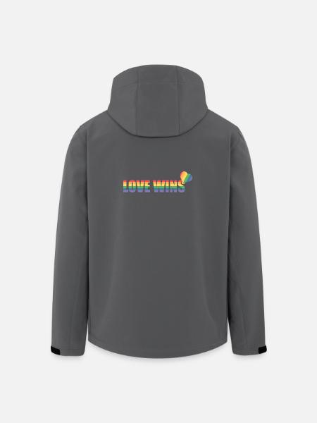 Bunter Regenbogen Herz mit Liebesbotschaft - Recycelte Männer Softshell-Jacke von Stanley/Stella - Schwarz
