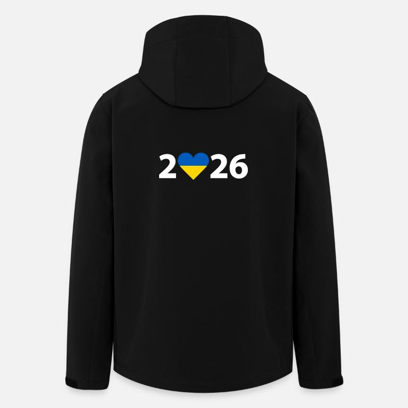 J’aime Ukraine 2026, Ukraine 2026 - Veste softshell homme en polyester recyclé Stanley/Stella - noir
