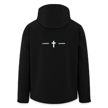 Motif de ligne croisée centrée - Veste softshell homme en polyester recyclé Stanley/Stella - noir - Dos - AI Model Male 185 light (185cm)