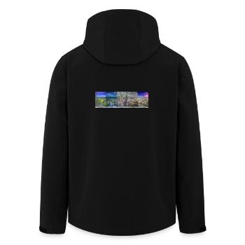 Pentaptych Multiple Mornings, Leoben in Utopias - Men’s Recycled Softshell Jacket by Stanley/Stella - black - Back - AI Model Male 185 light (185cm)