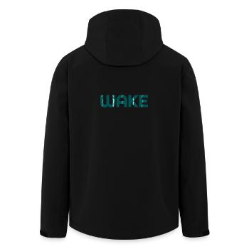 Wake, Wake Up - Men’s Recycled Softshell Jacket by Stanley/Stella - black - Back - AI Model Male 185 light (185cm)