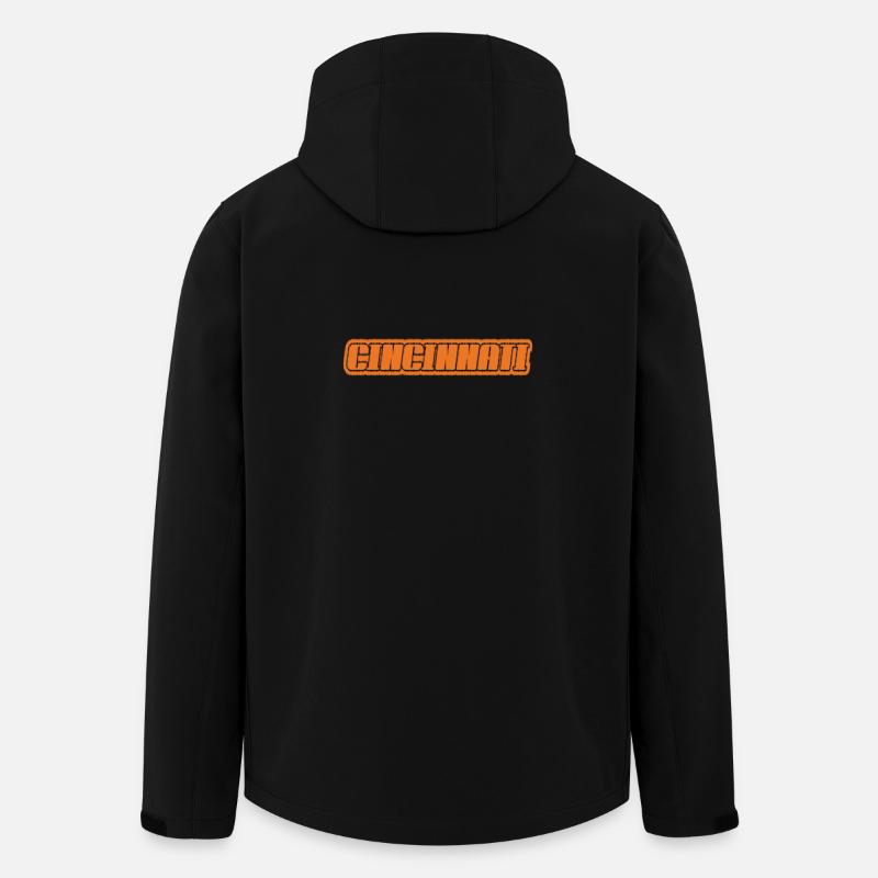 Cincinnati Lettering Retro Look Orange - Men’s Recycled Softshell Jacket by Stanley/Stella - black