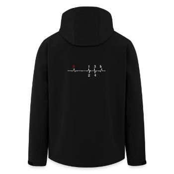 R Pulse ECG Beat Design - Men’s Recycled Softshell Jacket by Stanley/Stella - black - Back - AI Model Male 185 light (185cm)