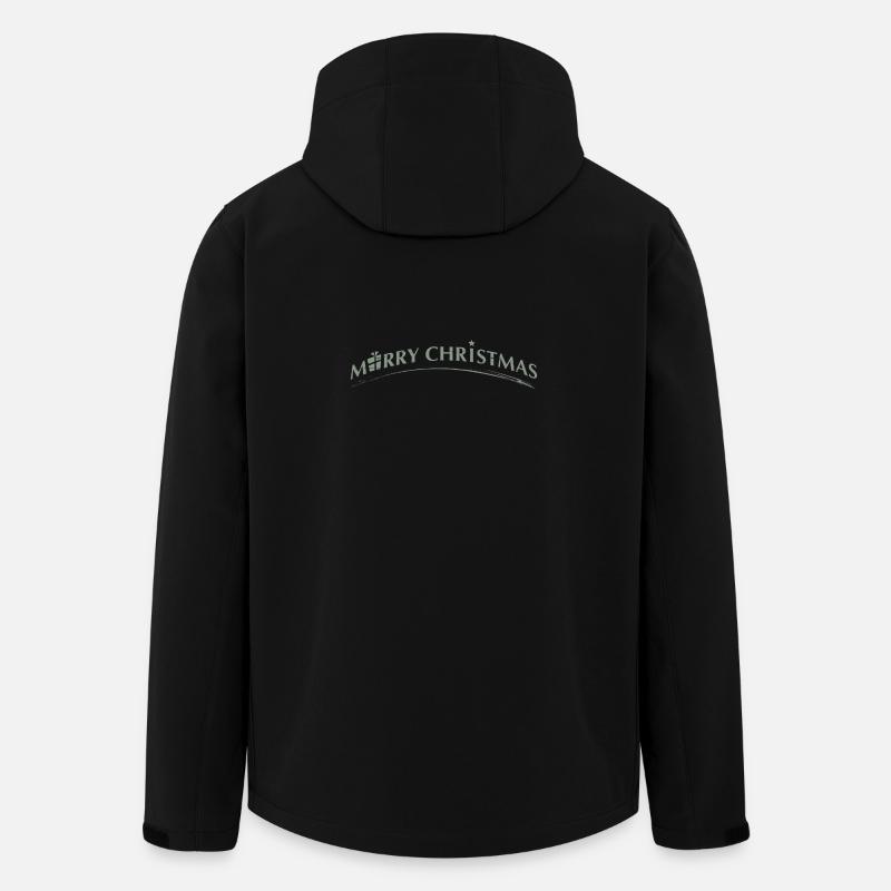 merry Christmas lettering with symbols - Men’s Recycled Softshell Jacket by Stanley/Stella - black