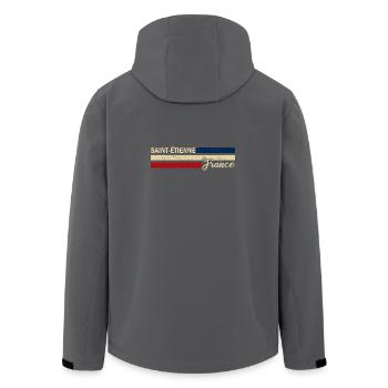 France - Saint-Étienne - France - Drapeau - Veste softshell homme en polyester recyclé Stanley/Stella - charbon - Dos - AI Model Male 185 light (185cm)