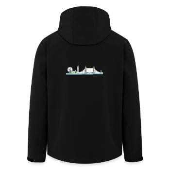 Art linéaire de la tour de la skyline de la ville de Londres - Veste softshell homme en polyester recyclé Stanley/Stella - noir - Dos - AI Model Male 185 light (185cm)