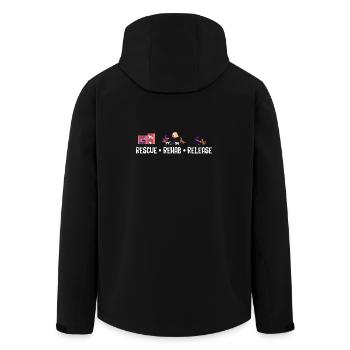 Rescue, Rehabilitation, Release, Animal Shelter, Foster Family - Men’s Recycled Softshell Jacket by Stanley/Stella - black - Back - AI Model Male 185 light (185cm)
