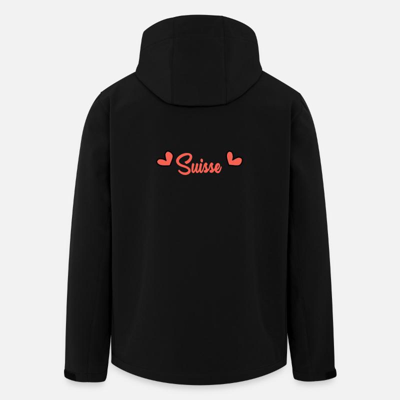 SUISSE. PAYS. GENEVE. DRAPEAU - Veste softshell homme en polyester recyclé Stanley/Stella - noir