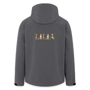 LILIA name decorated with flowers - Men’s Recycled Softshell Jacket by Stanley/Stella - anthracite - Back - AI Model Male 185 light (185cm)