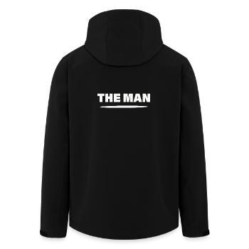THE MAN - Men’s Recycled Softshell Jacket by Stanley/Stella - black - Back - AI Model Male 185 light (185cm)