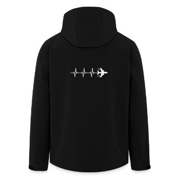 Airplane Heartbeat Pilot Aviation Aviator - Men’s Recycled Softshell Jacket by Stanley/Stella - black - Back - AI Model Male 185 light (185cm)