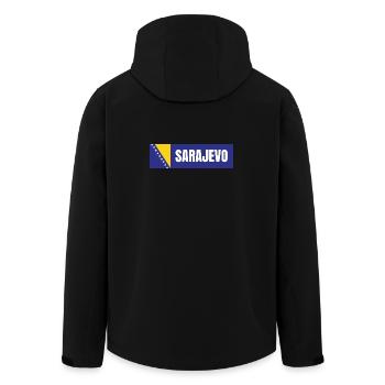 Sarajevo in Bosnia and Herzegovina Flag Colors - Men’s Recycled Softshell Jacket by Stanley/Stella - black - Back - AI Model Male 185 light (185cm)