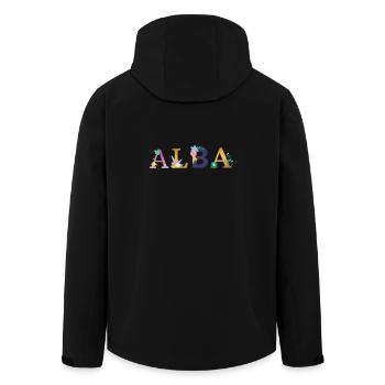 ALBA name decorated with flowers - Men’s Recycled Softshell Jacket by Stanley/Stella - black - Back - AI Model Male 185 light (185cm)