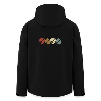 Retro Vintage Gitarre Plektrum Spieler - Recycelte Männer Softshell-Jacke von Stanley/Stella - Schwarz - Hinten - AI Model Male 185 light (185cm)