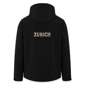 Conception typographique de la ville de Zurich - Veste softshell homme en polyester recyclé Stanley/Stella - noir - Dos - AI Model Male 185 light (185cm)
