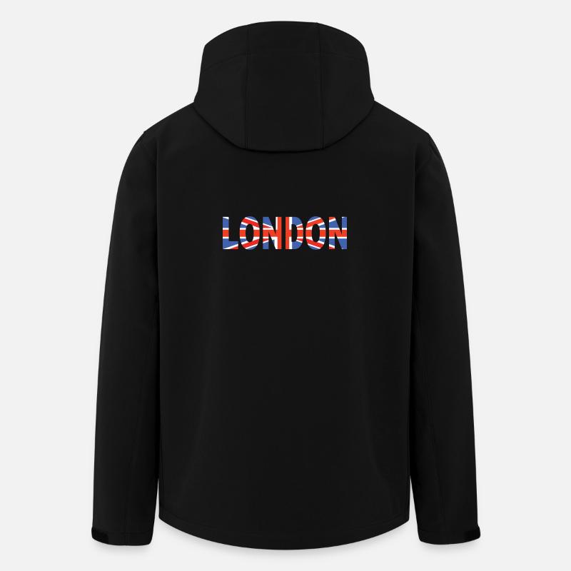 Londres couché avec drapeau - Veste softshell homme en polyester recyclé Stanley/Stella - noir