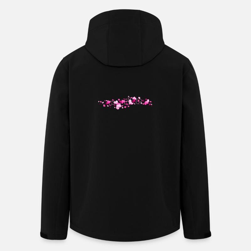 Pink Hearts Love Connection - Men’s Recycled Softshell Jacket by Stanley/Stella - black