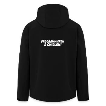 Programming & Chill – Large block font - Men’s Recycled Softshell Jacket by Stanley/Stella - black - Back - AI Model Male 185 light (185cm)